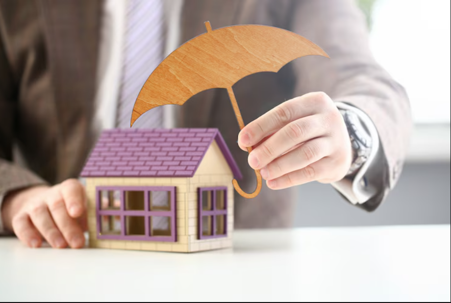 Person holds wooden umbrella over house in the article, L.A. County Renter Protections
