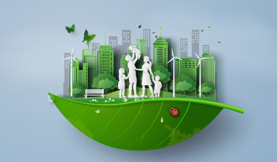 Concept of eco and environment with family: sustainable cities