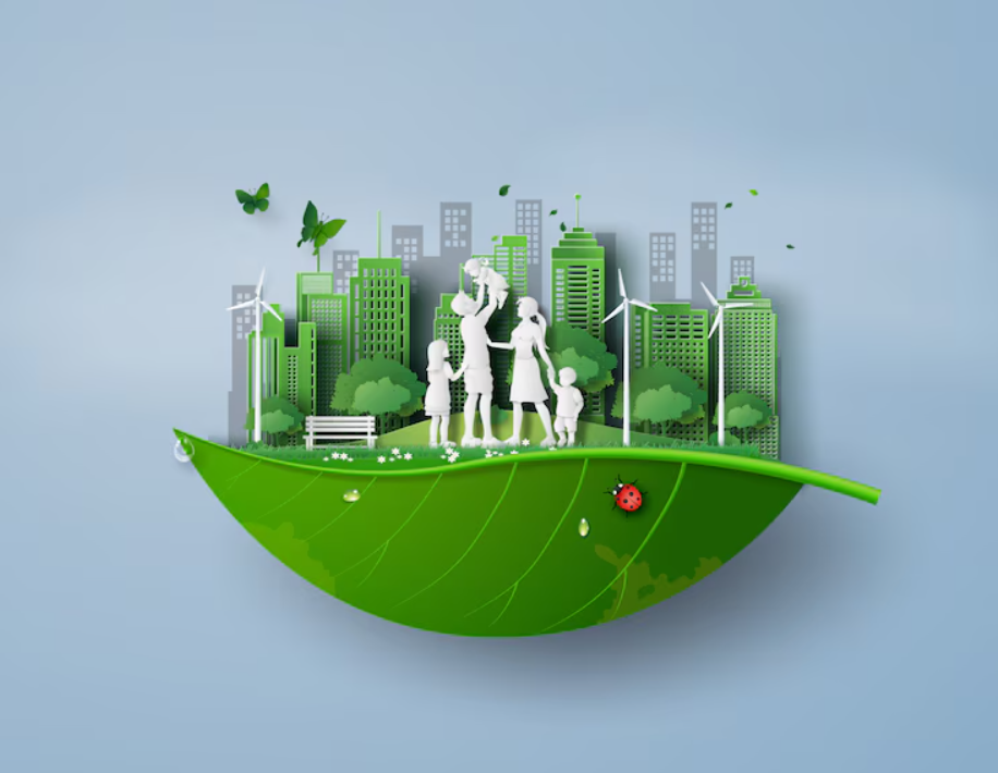 Concept of eco and environment with family: sustainable cities