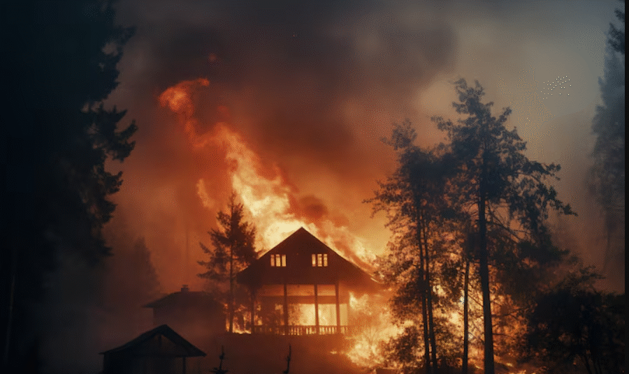 Fire ravaging nature landscape in article Los Angeles Construction Costs