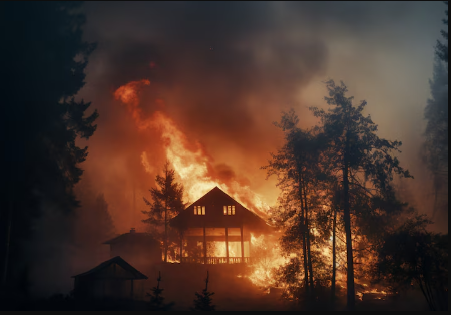 Fire ravaging nature landscape in article Los Angeles Construction Costs