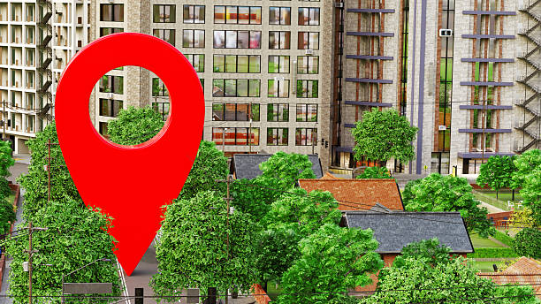 Digitally rendered illustration of a suburban neighborhood with houses, trees, and streets. The central focus is a large, red map location pin marker hovering over a street, symbolizing a geolocation or navigation point - commonly associated with GPS, maps, or location-based services. The setting is clean and modern, with a mix of single-family homes and urban buildings in the background, emphasizing the integration of digital tools with real-world environments. What is Community Plan Mean in Los Angeles: A Guide for Property Owners and Developers