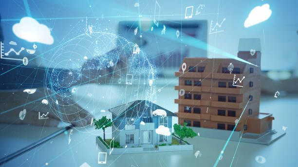 Residential buildings and communication network. Home automation. Home security system. apartment of 2054