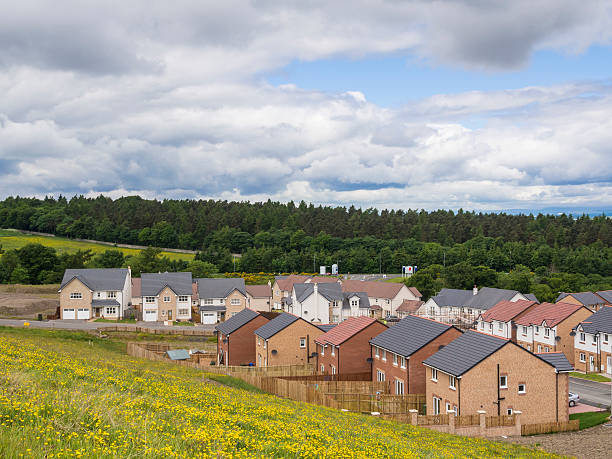 An overview of a new housing estate in Central Scotland.