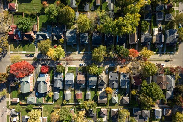 SB 1211 article Aerial still of residential neighborhood in Oakwood, a small city in Montgomery County, Ohio, on a clear day in Fall.