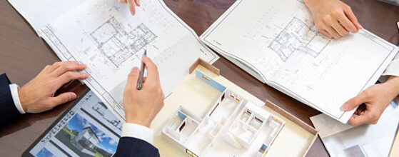 Housing sales meeting scene design drawing at hand no face