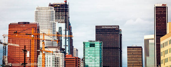 Los Angeles downtown buildings in sunset light. Construction Consulting Firms in Los Angeles