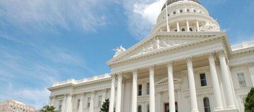 Front of the California State Capitol with Downtown Building, Sacramento