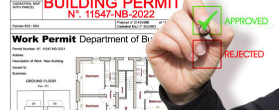 APPROVED BUILDINGS PERMIT CONCEPT in buildings activity and construction industry with approved residential building project and imaginary cadastral map