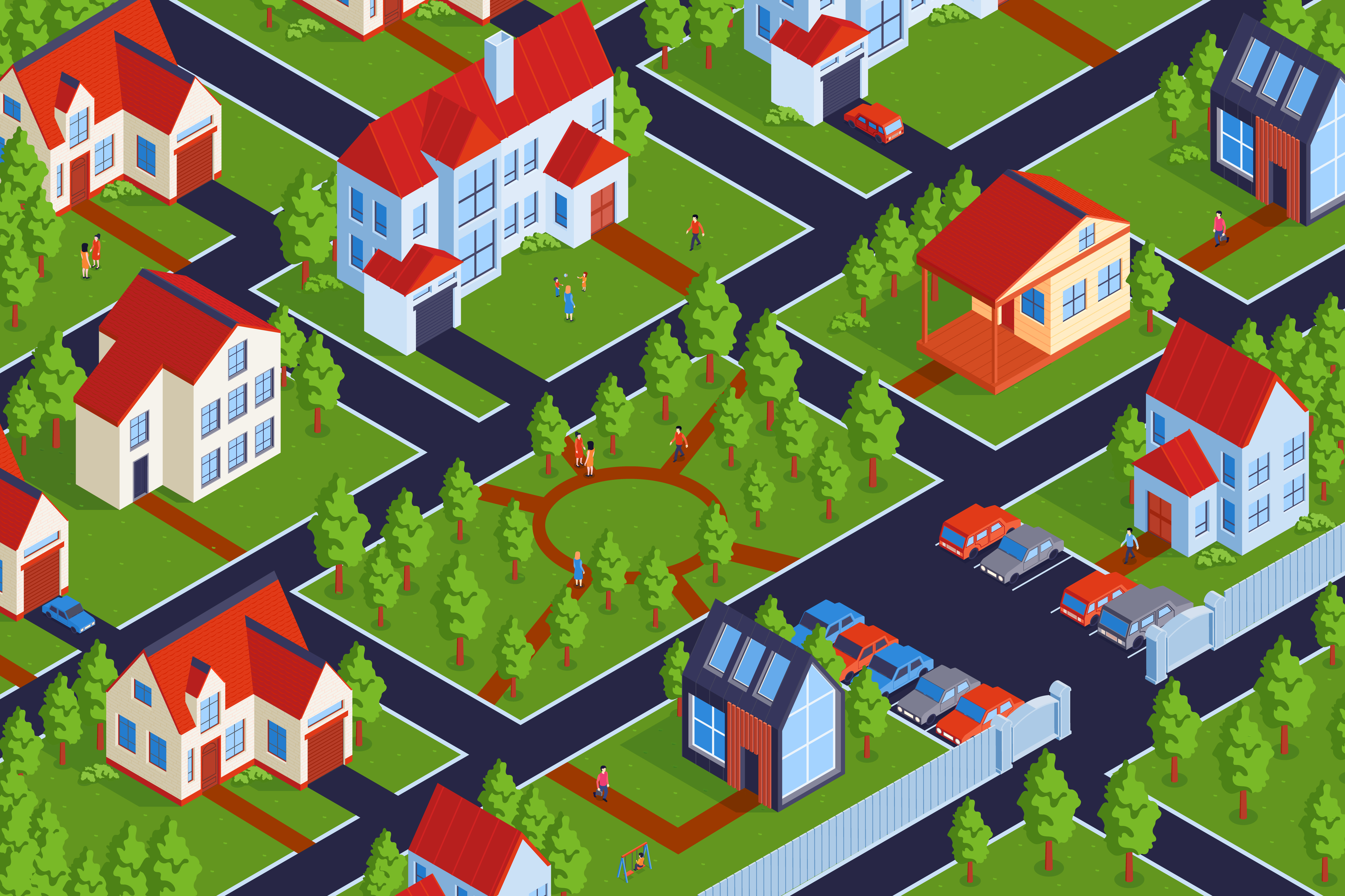 private town houses illustration